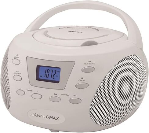 HANNLOMAX HX-332CD Portable CD Boombox، راديو PLL FM، بلوتوث، شاشة LCD، مدخل Aux-in، مصدر طاقة مزدوج AC/DC (فضي) in Saudi Arabia