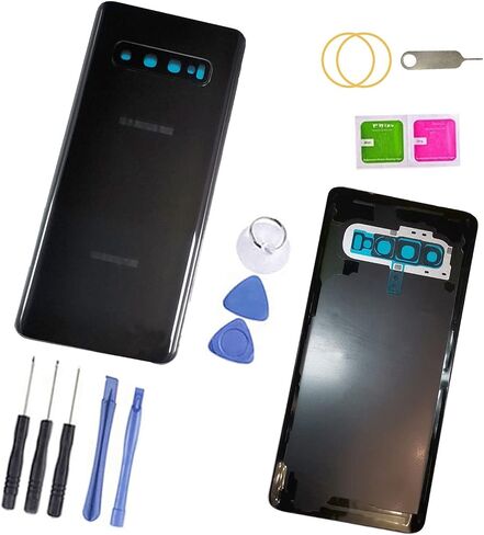 s10plus Battery Back Door Replacement Rear Glass Cover for Samsung Galaxy s10 Plus G945 6.4 Inch (Black) in Saudi Arabia