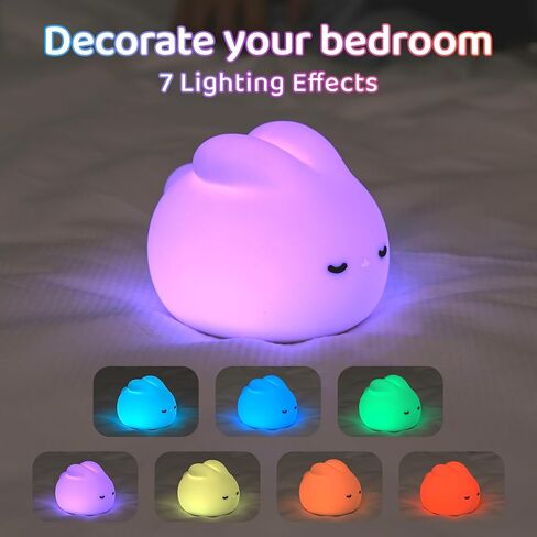 WANIDEA Night Light for Kids, 7 Color RGB Changing Owls Kids Night Light, Cute Silicone Owls Nightlight for Baby and Toddler Gifts, Kawaii Bedside Lamp for Sleep Aid, Breastfeeding in Saudi Arabia