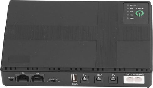 Uninterruptible Power Supply 5V 9V 12V POE 15V 24V Output Overcharge Battery Backup UPS ABS PC 8800mAh 85-265V Input Wide Application for Phone (US Plug) in Saudi Arabia