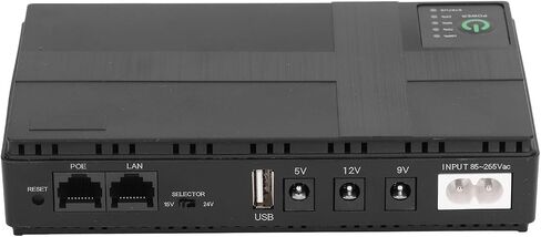 Uninterruptible Power Supply 5V 9V 12V POE 15V 24V Output Overcharge Battery Backup UPS ABS PC 8800mAh 85-265V Input Wide Application for Phone (US Plug) in Saudi Arabia