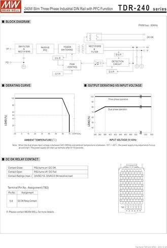 Mean Well TDR-240-24 Series TDR-240-24V48V 240W Slim Three Phase Industrial DIN Rail with PFC Function (TDR-240-24) in Saudi Arabia