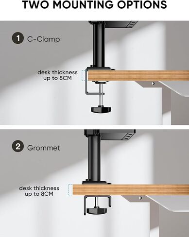 حامل شاشة مزدوج مع رف تخزين - حامل مكتبي للشاشة FORGING MOUNT لشاشتين كمبيوتر يصل حجمهما إلى 27 بوصة مع ارتفاع قابل للتعديل، دوار، إمالة، دوران، يتحمل ما يصل إلى 22 رطلًا للمنزل والمكتب والمدرسة in Kuwait