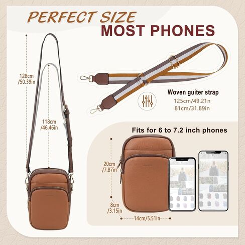 VX VONXURY Zip Cell Phone Bag, Small Fashion Women Crossbody Purse with 2 Removable Shoulder Straps and 3 Card Slots in Saudi Arabia