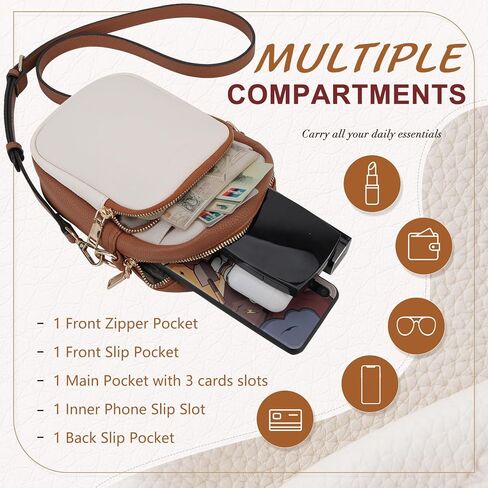 VX VONXURY Zip Cell Phone Bag, Small Fashion Women Crossbody Purse with 2 Removable Shoulder Straps and 3 Card Slots in Saudi Arabia