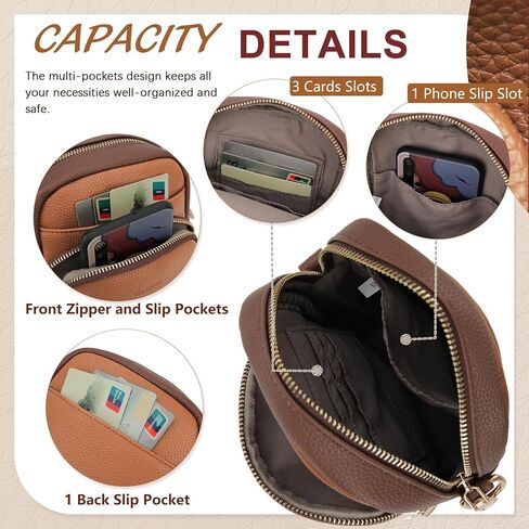VX VONXURY Zip Cell Phone Bag, Small Fashion Women Crossbody Purse with 2 Removable Shoulder Straps and 3 Card Slots in Saudi Arabia