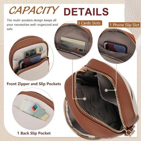 VX VONXURY Zip Cell Phone Bag, Small Fashion Women Crossbody Purse with 2 Removable Shoulder Straps and 3 Card Slots in Saudi Arabia