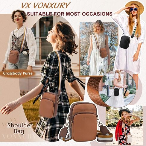 VX VONXURY Zip Cell Phone Bag, Small Fashion Women Crossbody Purse with 2 Removable Shoulder Straps and 3 Card Slots in Saudi Arabia