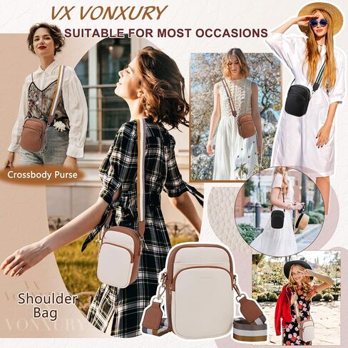 VX VONXURY Zip Cell Phone Bag, Small Fashion Women Crossbody Purse with 2 Removable Shoulder Straps and 3 Card Slots in Saudi Arabia