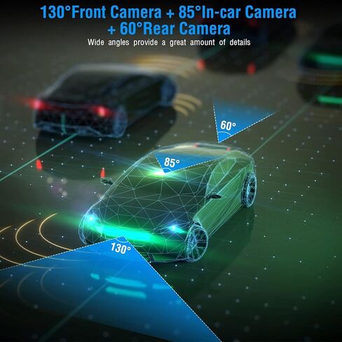 كاميرا داش كام أمامية وخلفية من 3 قنوات، 1080 بكسل فل اتش دي، كاميرا داش ثلاثية القنوات للسيارات مع رؤية ليلية فائقة الأشعة تحت الحمراء، WDR، مستشعر G، تسجيل حلقي، مراقبة وقوف السيارات، تسجيل 24 ساعة، دعم 32 جيجابايت كحد أقصى in Kuwait