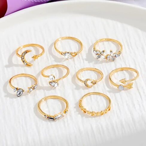 Stackable Rings for Women Minimalism Black Rings Set Boho Knuckle Rings Chain Rings Trendy Joint Finger Rings Pack Cool Pinky Midi Rings for Teen Girls(Gold) in Kuwait