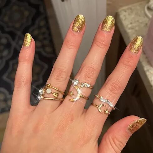 Stackable Rings for Women Minimalism Black Rings Set Boho Knuckle Rings Chain Rings Trendy Joint Finger Rings Pack Cool Pinky Midi Rings for Teen Girls(Gold) in Kuwait