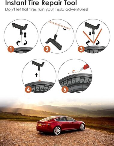 وسائد رفع الرافعة من DEDC لطراز Tesla 3/Y/S/X - 4 قطع من كرات الرافعة المطاطية غير القابلة للانزلاق مصممة لتناسب نقاط مقبس Tesla، إلى جانب أدوات إصلاح الإطارات مع صندوق تخزين - ملحقات ممتازة لأصحاب Tesla in Kuwait