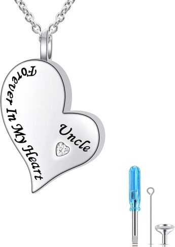 Ladytree Cremation Urn Necklace for Ashes 925 Sterling Silver Forever in My Heart Keepsake Memorial Pendant Waterproof Urn Jewelry Gift for Women Men in Kuwait