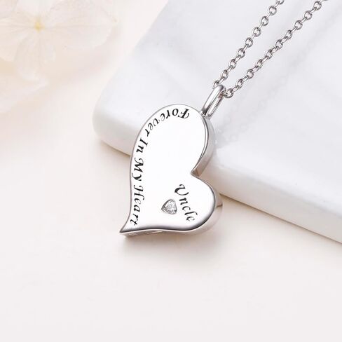 Ladytree Cremation Urn Necklace for Ashes 925 Sterling Silver Forever in My Heart Keepsake Memorial Pendant Waterproof Urn Jewelry Gift for Women Men in Kuwait