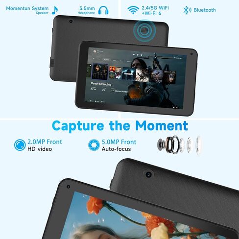 أجهزة لوحية Android 12، أجهزة لوحية مقاس 7 بوصات، 4+32 جيجابايت+1 تيرابايت (توسيع)، رباعي النواة، واي فاي، كاميرا مزدوجة، GMS، موسيقى، تعليمي (أسود) in Kuwait
