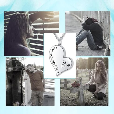 Ladytree Cremation Urn Necklace for Ashes 925 Sterling Silver Forever in My Heart Keepsake Memorial Pendant Waterproof Urn Jewelry Gift for Women Men in Kuwait