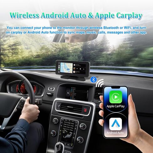 VSYSTO Portable Car Stereo, Support Wireless Apple Carplay & Android Auto, 10.26" Touchscreen WiFi Truck Dash Cam with 2K +1080P Camera for Semi Trailer Van Tractor RV (Black-B) in Kuwait