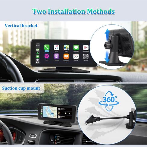 VSYSTO Portable Car Stereo, Support Wireless Apple Carplay & Android Auto, 10.26" Touchscreen WiFi Truck Dash Cam with 2K +1080P Camera for Semi Trailer Van Tractor RV (Black-B) in Kuwait