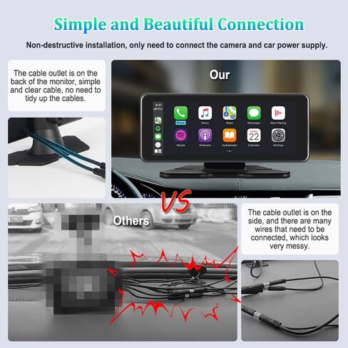 VSYSTO Portable Car Stereo, Support Wireless Apple Carplay & Android Auto, 10.26" Touchscreen WiFi Truck Dash Cam with 2K +1080P Camera for Semi Trailer Van Tractor RV (Black-B) in Kuwait
