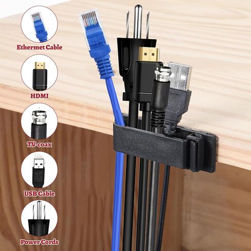 20 Pack Cable Management Clips Large Black Adhesive Cable Clips 1.8‘’Large Cable Organizer Clips Cord Holder for Under Desk, Car, Wall, TV PC Ethernet Cable in Saudi Arabia
