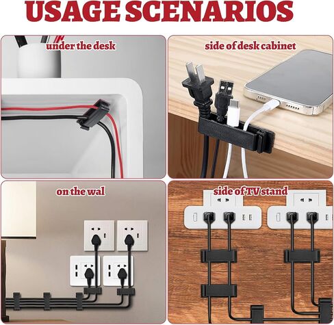 20 Pack Cable Management Clips Large Black Adhesive Cable Clips 1.8‘’Large Cable Organizer Clips Cord Holder for Under Desk, Car, Wall, TV PC Ethernet Cable in Saudi Arabia