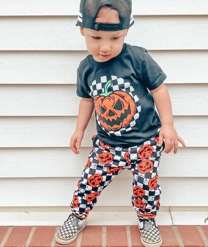 Ynibbim Halloween Baby Boy Girl Outfit Pumpkin Shirts & Pants Newborn Infant Long Sleeve Sweatshirts Toddler Clothes Set in Saudi Arabia