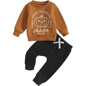 Ynibbim Halloween Baby Boy Girl Outfit قمصان وسراويل اليقطين لحديثي الولادة بأكمام طويلة وبلوزات مجموعة ملابس الأطفال الصغار in Kuwait