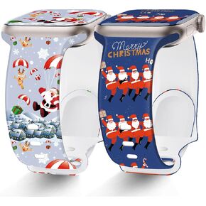 2 Pack Christmas Halloween Bands Compatible with Apple Watch Band 45 44mm 49mm 42mm iWatch SE Series 9 8 7 6 5 4 3 2 1 Ultra 2 /1 Band for Women Men, Soft Silicone Holiday Pumpkin Ghost Sport