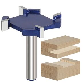 CNC Spoilboard Surfacing Router Bit, 1/4 Inch Shank Slab Flattening Router Bit, 3 Wings Carbide Rabbet Slot Cutter for Woodworking, Wood Planing (1'' D, 1/4'' H)