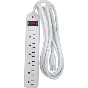 25102 Strip Surge Protector,1080 Joules, 6 Outlets, 6-Ft Cord, Putty