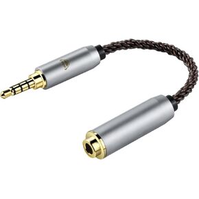 okcsc 3.5MM Male to 4.4MM Female Conversion Cable AC8G OFC Adapter Cable,Aging Resistance PVC Material,Metal Shell,Gold-Plated Plug 2.7inch 4.4MM Female