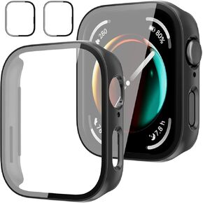 حافظة حماية للشاشة لساعة Amazfit Bip 5 Unity الذكية، عبوتان من ممتص الصدمات الصلب من البولي كربونات غطاء كامل للوجه ملحقات حافظة Amazfit Bip 5 Unity للرجال والنساء (شفاف + شفاف)