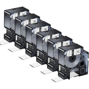 6 Pack 18057 Compatible for Dymo Rhino 4200 5200 Heat Shrink Tube Labels 3/4" 19mm Replacement with Rhino 5000 6000 3M Industrial Label Maker Refills, Black on White