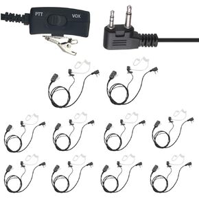 Walkie Talkie Earpiece Two Way Radio Headset for Midland 2 Pin GXT LXT GMRS Radios(10Pack) (with VOX)