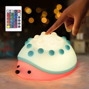 Kids Night Light, Portable Rechargeable Dimmable Touch Night Light for Babies, Kids, Breastfeeding, Room Decoration [4 Levels Brightness+16 Colors+Remote]