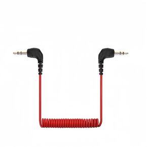 3.5mm TRS Male Microphone Cable, 1/8" Male to Male Coiled Right Angle Mic Cord Connect Camera/Recorder with Microphone Replacement for Rode SC2 Compatible with Canon Nikon DSLR SLR Camera etc
