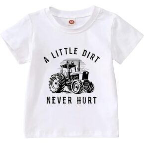 Toddler Boys Tractor Shirts A Little Dirt Never Hurt FarmingT-Shir Kids Farm Life Tees