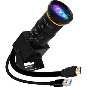 4K HDMI USB Camera, 60fps High Speed USB3.0 Camera with CS-Mount 5-50mm Telephoto Lens, H.264 Zoom Digital Video Confereces Camera for Windows Linux Android Mac OS