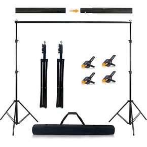 Photo Studio Backdrop Stand Support System,10'x8.5' Adjustable Backdrop Stand Kit with Backdrop Clip and Storage Tote for Portrait and Studio Photography