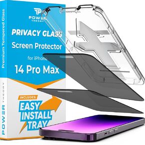 Power Theory compatible with iPhone 16 Pro Max Privacy Screen Protector Shatterproof Tempered Glass, 2 Pack, Easy installation, Anti-Spy, Bubble Free, Case Friendly, Anti-Scratch, Anti-Smudge