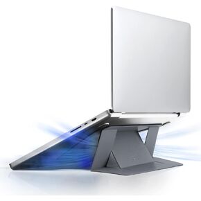 حامل كمبيوتر محمول MOFT، حامل كمبيوتر محمول بارتفاع 2 ارتفاع، غراء مطور بدون أثر، يناسب أجهزة الكمبيوتر المحمولة بدون فتحات سفلية، أسود رائع in Kuwait