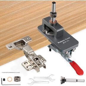 Concealed Door Hinge Jig,Aluminum Alloy Accurate Locking Cabinet Hinge Hole Drilling Jig,For Door Concealed Installation Household Tools Aluminum Alloy Hole Opener (Aluminum Alloy Hinge Jig)