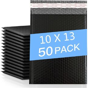 Proprobag Black Bubble Mailers 8.5 X 11 50 Pack, Strong Adhesion Self Sealing Padded Shipping Mailing Envelopes Bulk