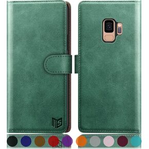 SUANPOT for Samsung Galaxy S9 5.8"(Non S9+) with RFID Blocking Leather Wallet case Credit Card Holder,Flip Folio Book Phone case Shockproof Cover Women Men for Samsung S9 case Wallet Black