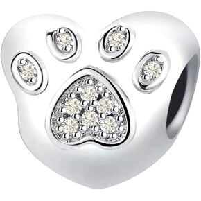 DWJSu Heart Puppy Dog Paw Charm for Bracelets Dog Bulldog Pet Charm fit European Charms Bracelets Necklace for Women