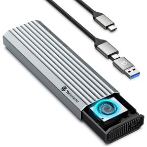 Yottamaster 40Gbps M.2 NVMe SSD Enclosure with Cooling Fan, Tool-Free Aluminum NVMe Enclosure, Support 4TB M.2 NVMe 2230/2242/2260/2280(M Key), Compatible with Thunderbolt 4/3/USB4/3.2