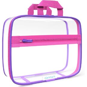 Clear Toiletry Bag - PVC Makeup Bag - Large Transparent Cosmetic Travel Case - See Through Packing Cube with Handle - Clear Bag with Zipper - Plastic Storage Pouch for Women