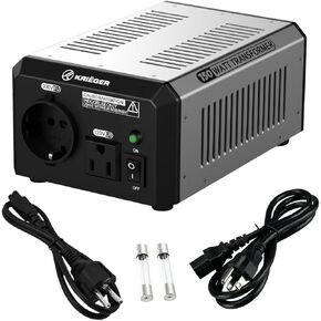 Krieger 850 Watt Voltage Transformer, 110/120V to 220/240V Step Up Step Down Voltage Converter with AC Outlets, MET Approved Under UL, CSA