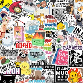 130 Pcs Funny Saying Stickers for Adults Quote Water Bottles Stickers Pack Waterproof Cool Stickers for Laptop, Bumper, Phone, Hard Hats, Wall, Window Decals